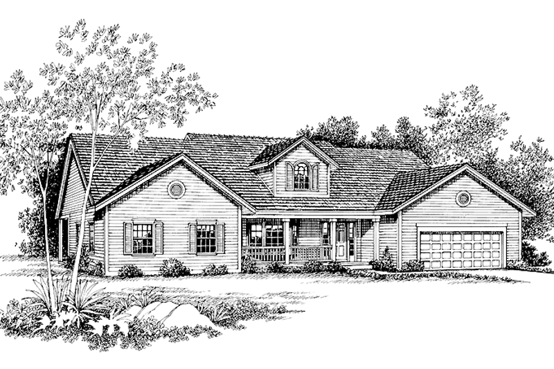 Architectural House Design - Country Exterior - Front Elevation Plan #72-1022