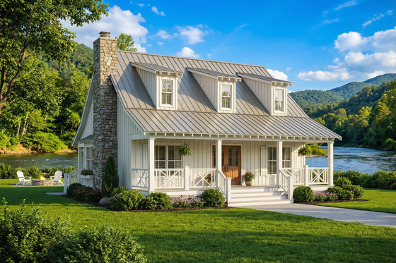 Exterior - Front Elevation 4 for Country House Plan #17-2014 - 3 bed, 2 bath