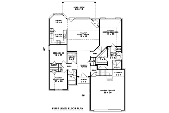Floor Plan - Main Floor for European House Plan #81-1453 - 3 bed, 2 bath
