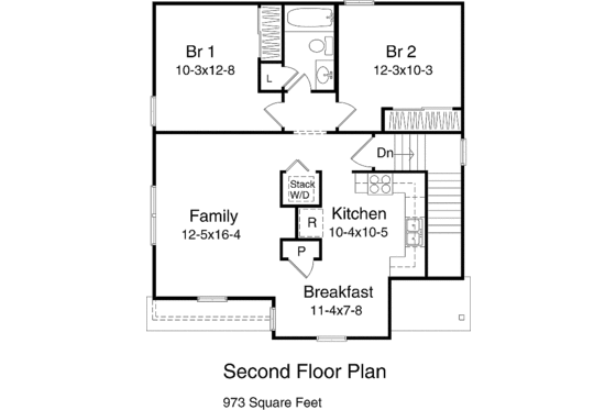 Floor Plan - Upper Floor for Traditional House Plan #22-404 - 2 bed, 1 bath