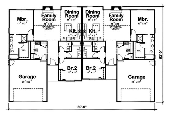 Floor Plan - Main Floor for Traditional House Plan #20-2381 - 2 bed, 2 bath