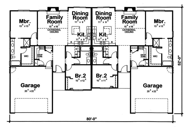 House Blueprint - Floor Plan - Main Floor for Traditional House Plan #20-2381 - 2 bed, 2 bath
