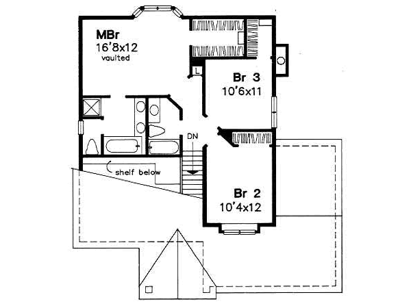 Floor Plan - Upper Floor for Traditional House Plan #50-157 - 3 bed, 2.5 bath