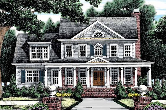 Exterior - Front Elevation 3 for Classical House Plan #927-865 - 4 bed, 3 bath