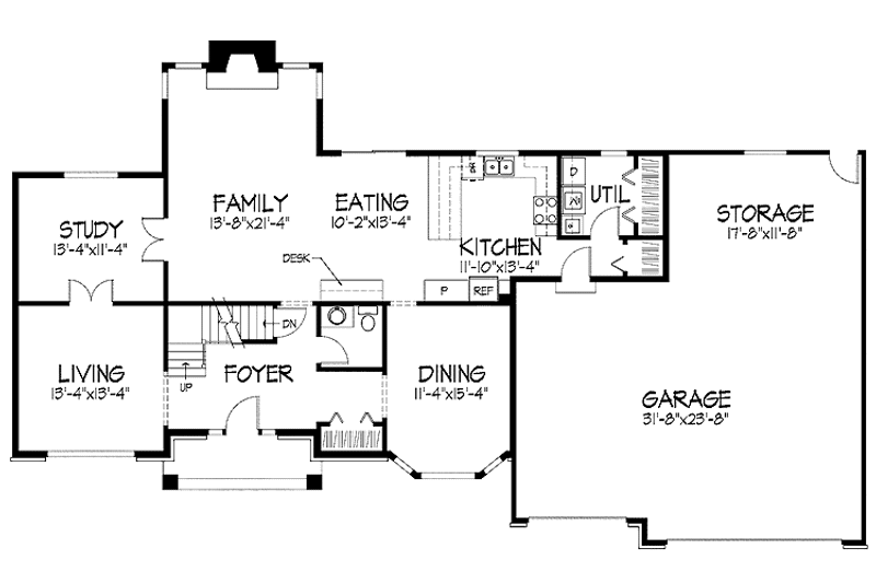Architectural House Design - Floor Plan - Main Floor for Tudor House Plan #51-920 - 4 bed, 2.5 bath
