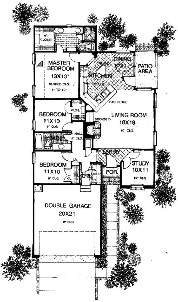 House Plan Design - European Floor Plan - Main Floor Plan #310-892