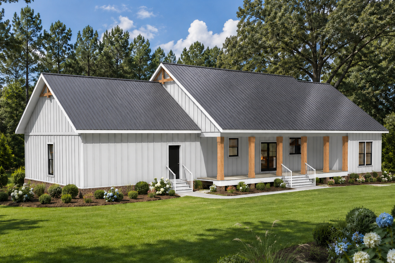 House Blueprint - Exterior - Rear Elevation for Farmhouse House Plan #44-313 - 3 bed, 2 bath