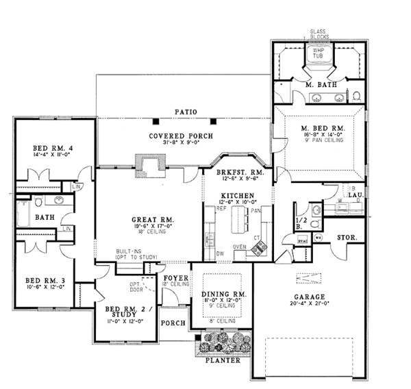 Architectural House Design - Ranch Floor Plan - Main Floor Plan #17-2624