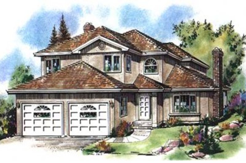 House Blueprint - European Exterior - Front Elevation Plan #18-9038