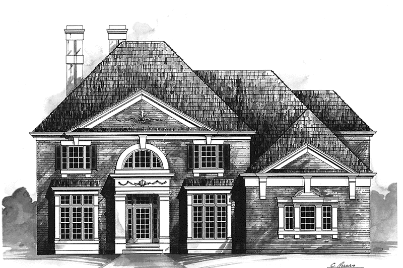 Home Plan - Exterior - Front Elevation 3 for Classical House Plan #119-371 - 4 bed, 3.5 bath