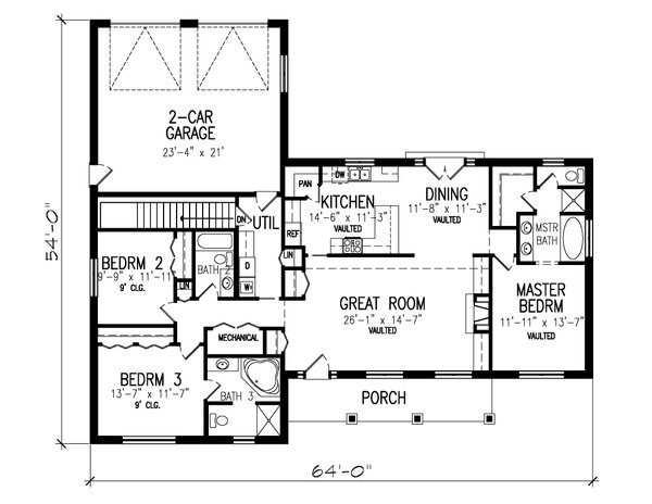 House Blueprint - Ranch Floor Plan - Main Floor Plan #427-12