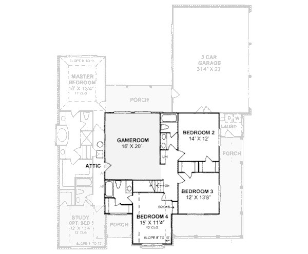 House Plan Design - Country Floor Plan - Upper Floor Plan #20-356