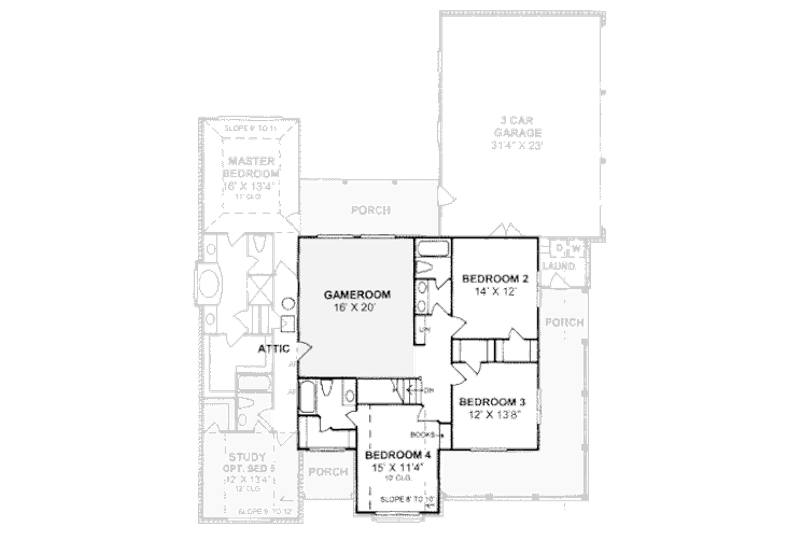 Home Plan - Floor Plan - Upper Floor for Country House Plan #20-356 - 4 bed, 4 bath