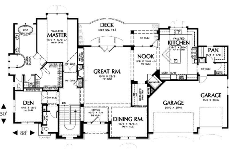 Home Plan - Floor Plan - Main Floor for European House Plan #48-431 - 4 bed, 5 bath