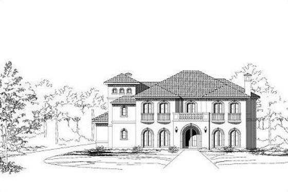 Exterior - Front Elevation for European House Plan #411-657 - 4 bed, 3.5 bath