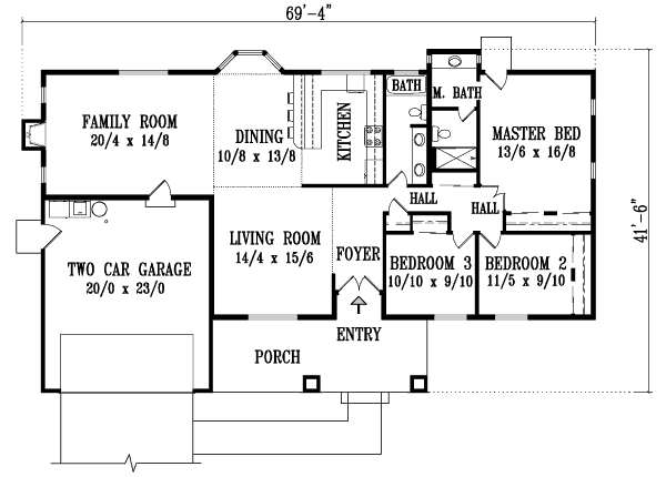 Ranch Floor Plan - Main Floor Plan #1-1344
