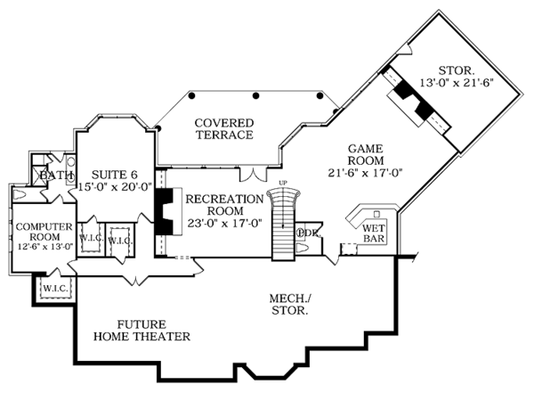 House Blueprint - Country Floor Plan - Lower Floor Plan #453-367