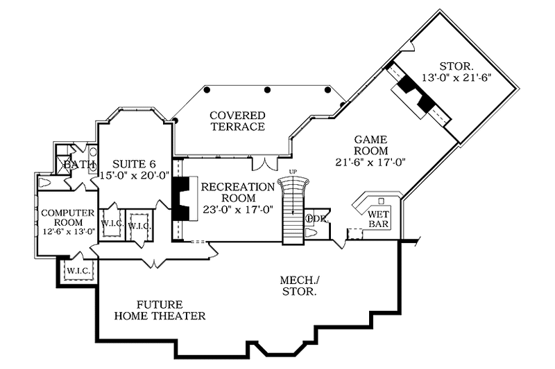 Dream House Plan - Floor Plan - Lower Floor for Country House Plan #453-367 - 6 bed, 5 bath