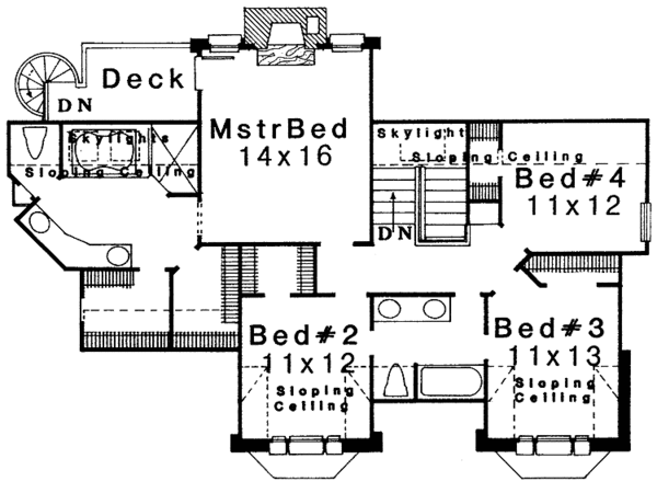 Architectural House Design - European Floor Plan - Upper Floor Plan #310-1046