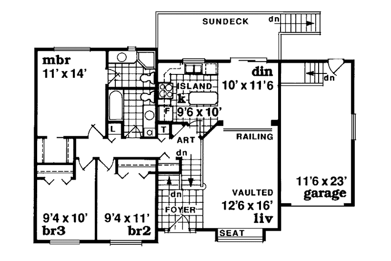 Home Plan - Floor Plan - Main Floor for Contemporary House Plan #47-863 - 3 bed, 2 bath