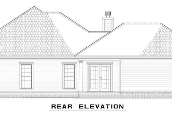 Exterior - Rear Elevation for Southern House Plan #17-535 - 3 bed, 2 bath