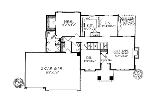 Home Plan - Traditional Floor Plan - Main Floor Plan #70-1308