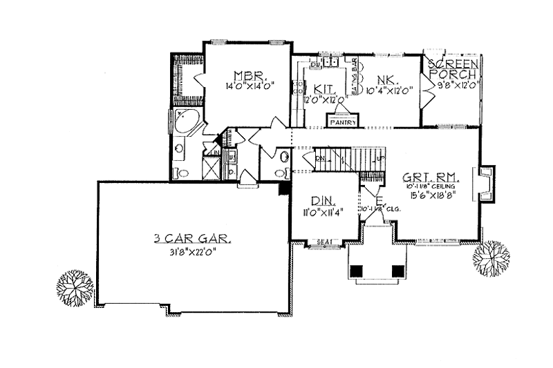 Architectural House Design - Floor Plan - Main Floor for Traditional House Plan #70-1308 - 4 bed, 2.5 bath