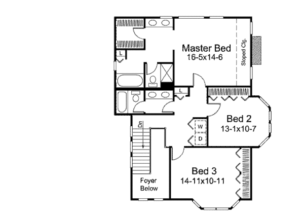 Traditional Floor Plan - Upper Floor Plan #57-439