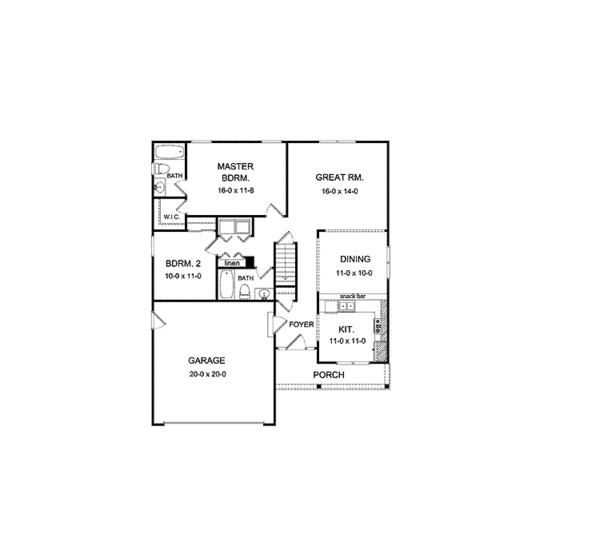 Ranch Floor Plan - Main Floor Plan #1010-1