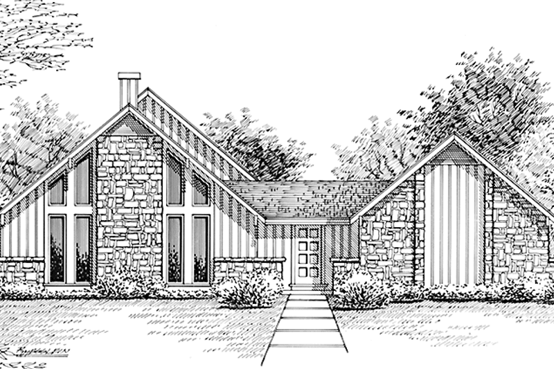 Architectural House Design - Contemporary Exterior - Front Elevation Plan #45-496