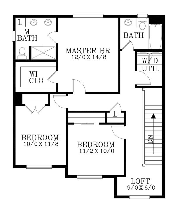 Craftsman Floor Plan - Upper Floor Plan #53-548
