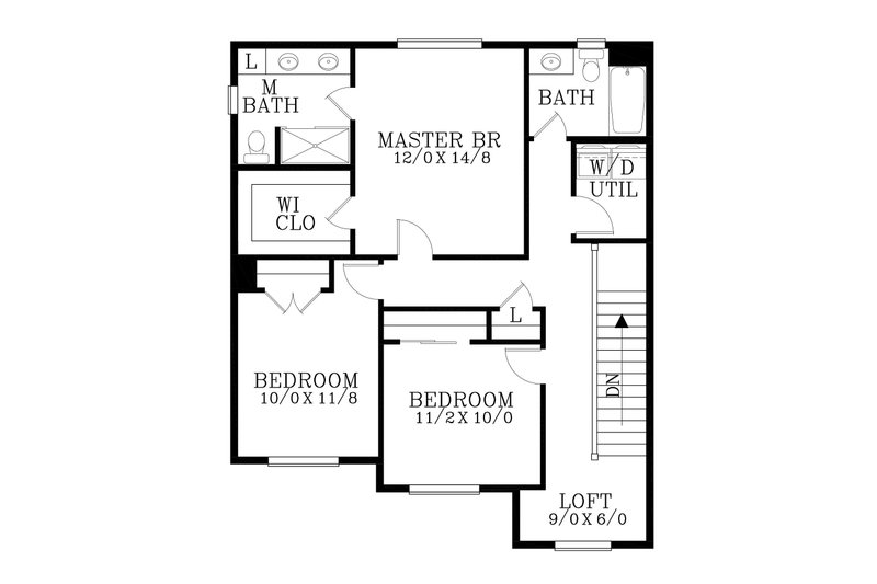 Architectural House Design - Floor Plan - Upper Floor for Craftsman House Plan #53-548 - 3 bed, 2.5 bath