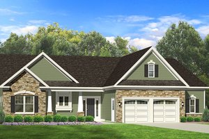 Ranch Exterior - Front Elevation Plan #1010-68