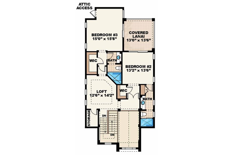 Dream House Plan - Floor Plan - Upper Floor for Country House Plan #1017-17 - 3 bed, 3.5 bath