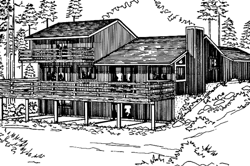 Home Plan - Exterior - Rear Elevation for Cabin House Plan #320-1017 - 3 bed, 2 bath