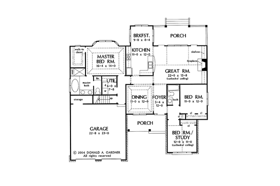 Floor Plan - Main Floor for Traditional House Plan #929-882 - 3 bed, 2 bath