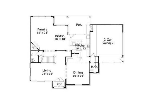 Floor Plan - Main Floor for Colonial House Plan #411-654 - 4 bed, 3.5 bath