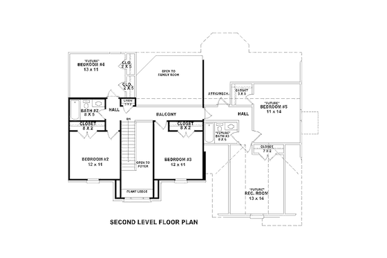 Floor Plan - Upper Floor for Traditional House Plan #81-13817 - 3 bed, 2.5 bath