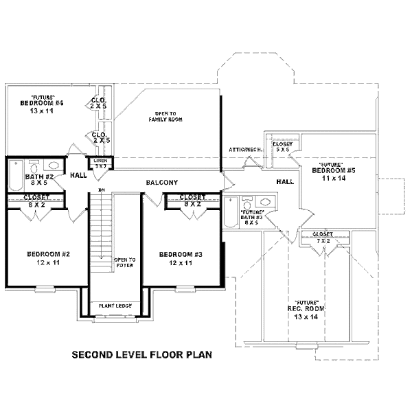 Traditional Floor Plan - Upper Floor Plan #81-13817