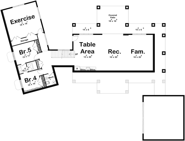 Modern Floor Plan - Lower Floor Plan #455-391