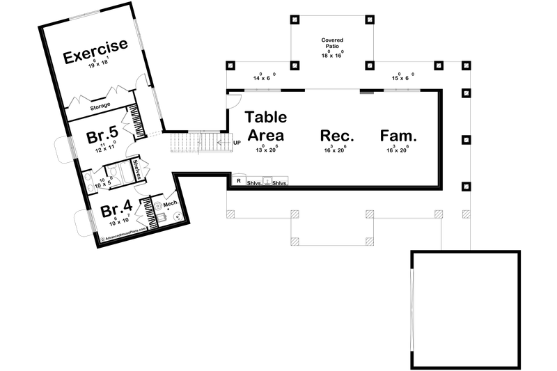 Dream House Plan - Floor Plan - Lower Floor for Modern House Plan #455-391 - 3 bed, 2.5 bath
