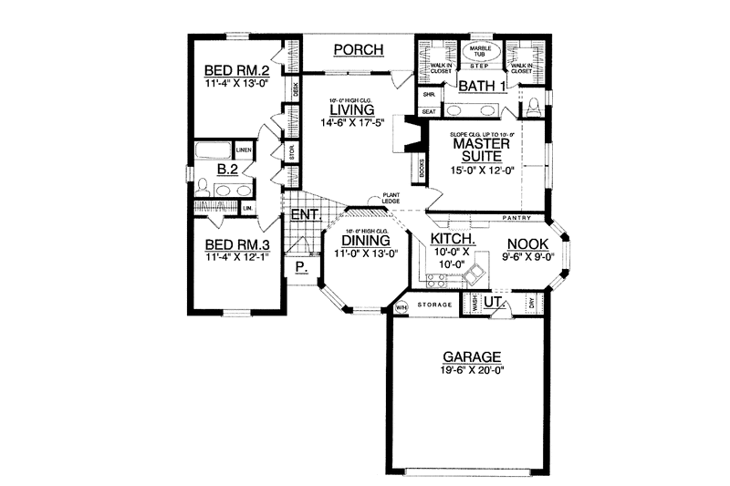 Home Plan - Floor Plan - Main Floor for Traditional House Plan #40-459 - 3 bed, 2 bath