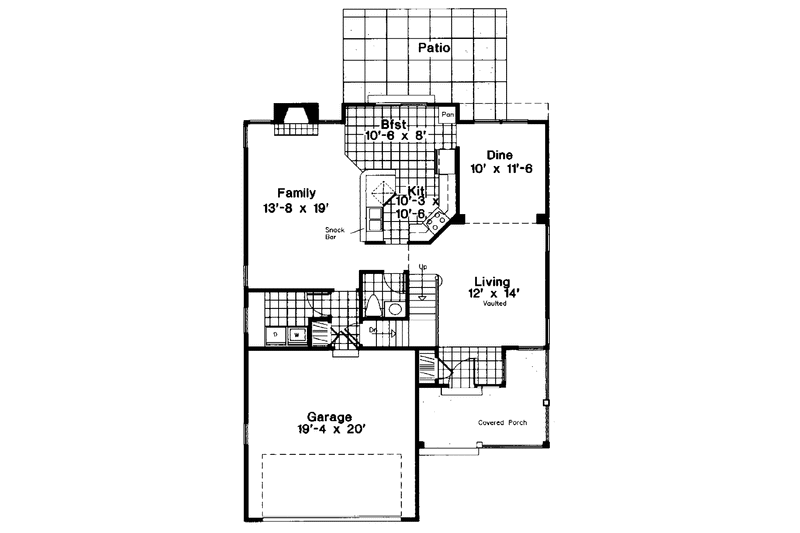 Architectural House Design - Floor Plan - Main Floor for Country House Plan #300-132 - 3 bed, 2.5 bath