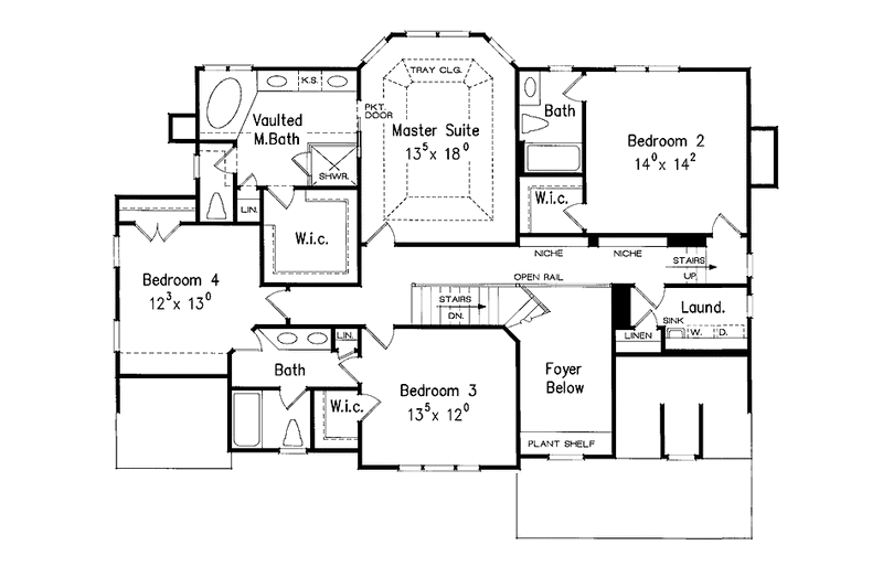 House Blueprint - Floor Plan - Upper Floor for Country House Plan #927-869 - 4 bed, 3.5 bath