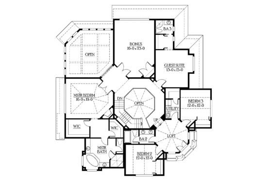 Floor Plan - Upper Floor for Craftsman House Plan #132-351 - 4 bed, 3.5 bath