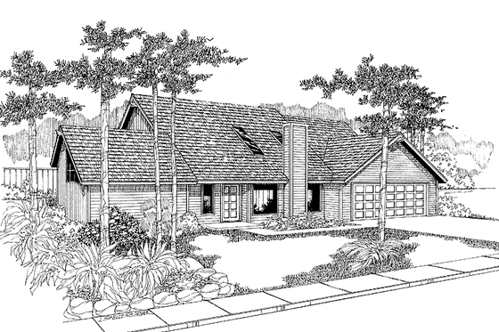 Exterior - Front Elevation 3 for Contemporary House Plan #60-761 - 4 bed, 3.5 bath