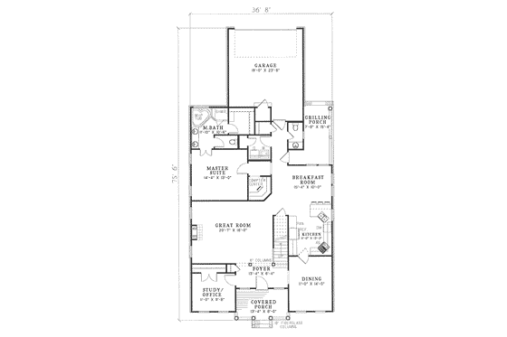 Floor Plan - Main Floor for Southern House Plan #17-279 - 3 bed, 2.5 bath
