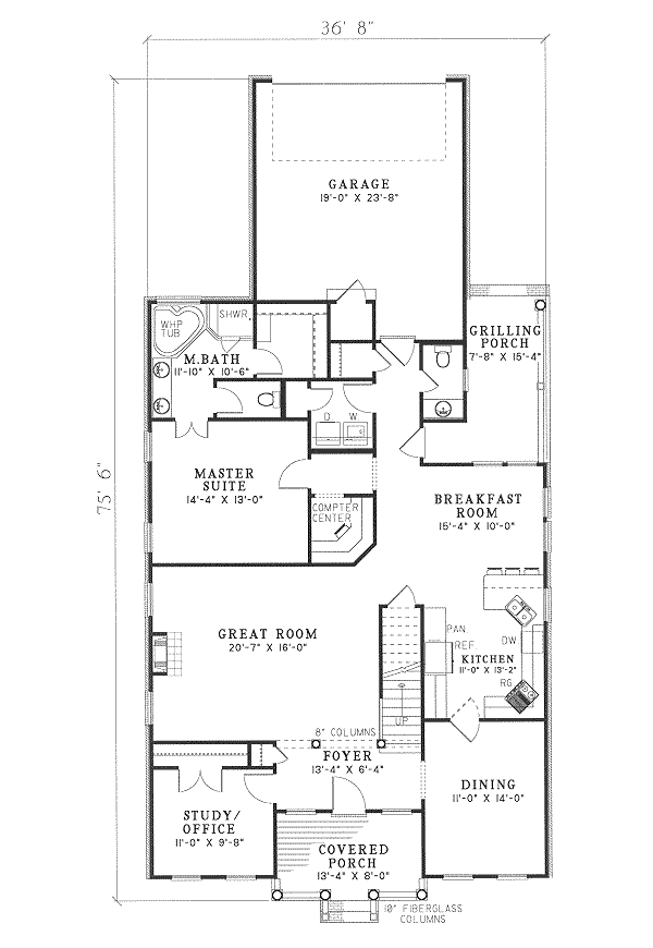 Southern Floor Plan - Main Floor Plan #17-279