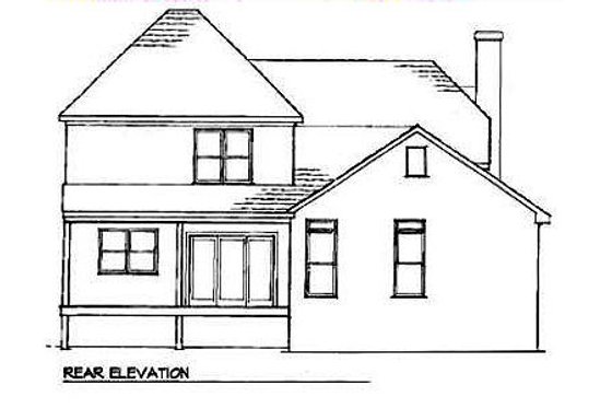 Exterior - Rear Elevation for European House Plan #41-128 - 3 bed, 2.5 bath