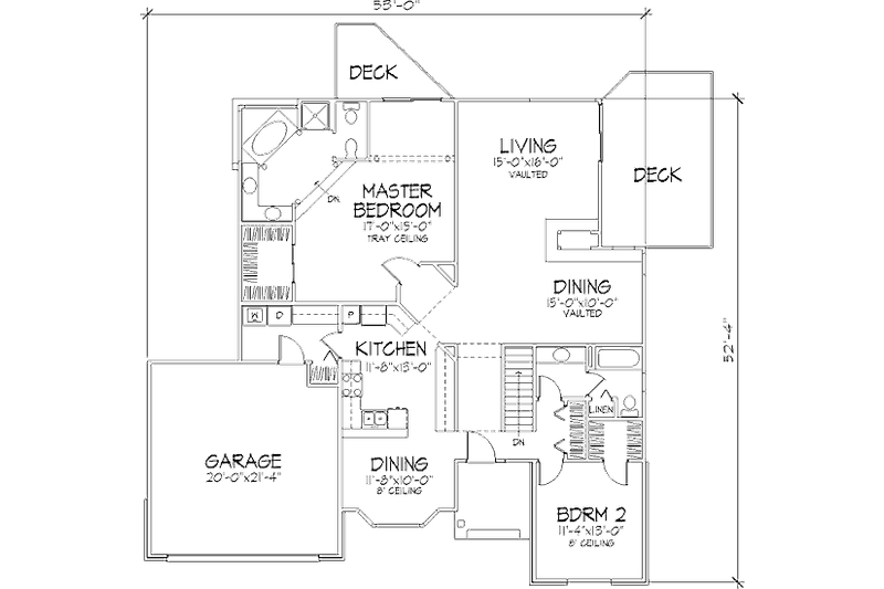 Home Plan - Floor Plan - Main Floor for Traditional House Plan #320-431 - 2 bed, 2 bath